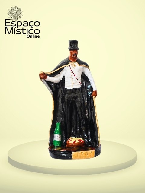 Exu com Capa e Cartola em Pe Gesso 25cm Branco Raul