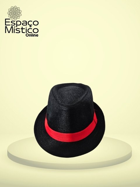 Chapeu Tecido Preto Fita Vernelha un