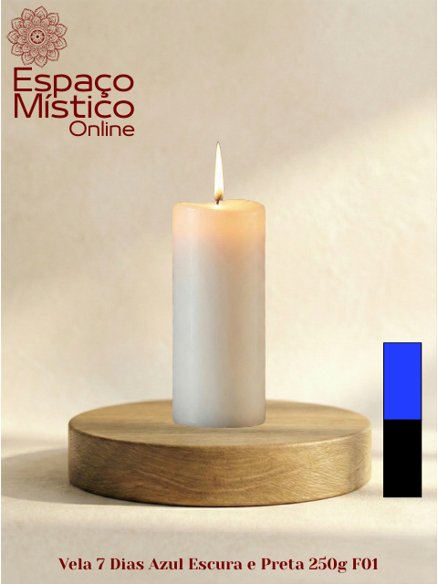 Vela 7 Dias Azul Escura e Preta 250g