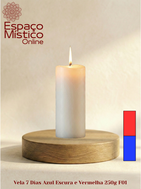 Vela 7 Dias Azul Escura e Vermelha 250g