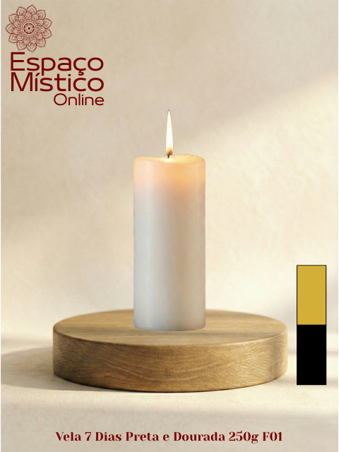 Vela 7 Dias Preta e Dourada 250g